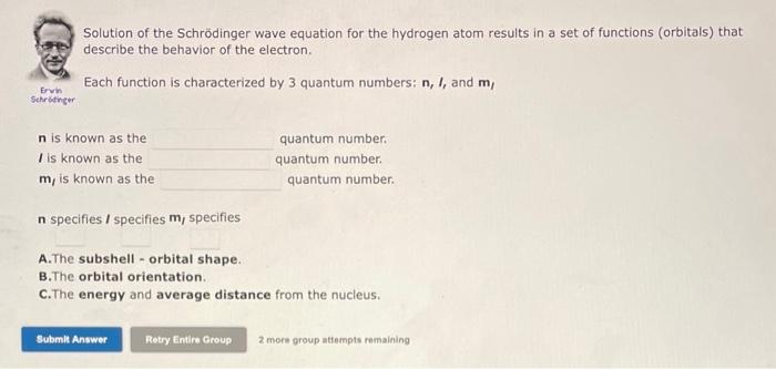 Solved Solution of the Schrödinger wave equation for the | Chegg.com