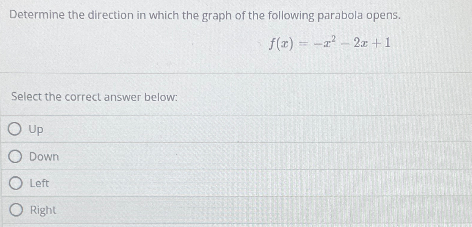 Solved Determine the direction in which the graph of the | Chegg.com