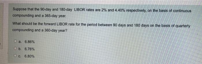 Solved Suppose that the 90-day and 180-day LIBOR rates are | Chegg.com