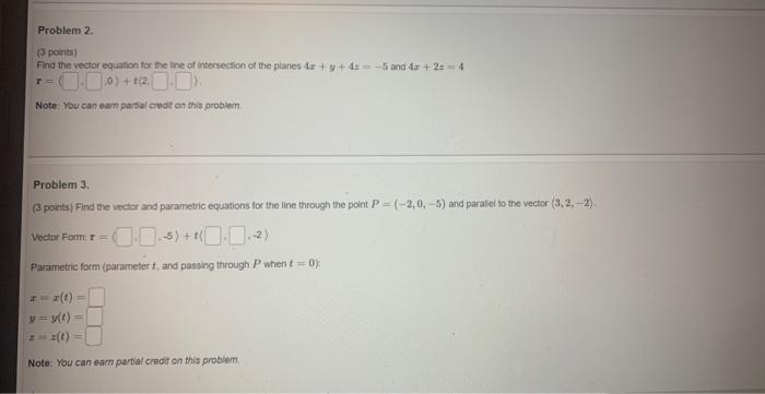 Solved Problem 2. (3 points) Find the vector equation for | Chegg.com