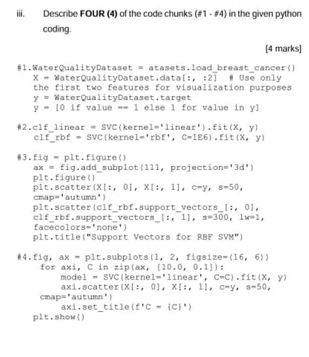 Solved iii. Describe FOUR (4) of the code chunks ( #1-#4 ) | Chegg.com