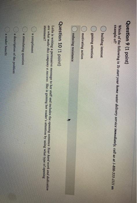 Solved Question 9 (1 point) Which of the following is To | Chegg.com