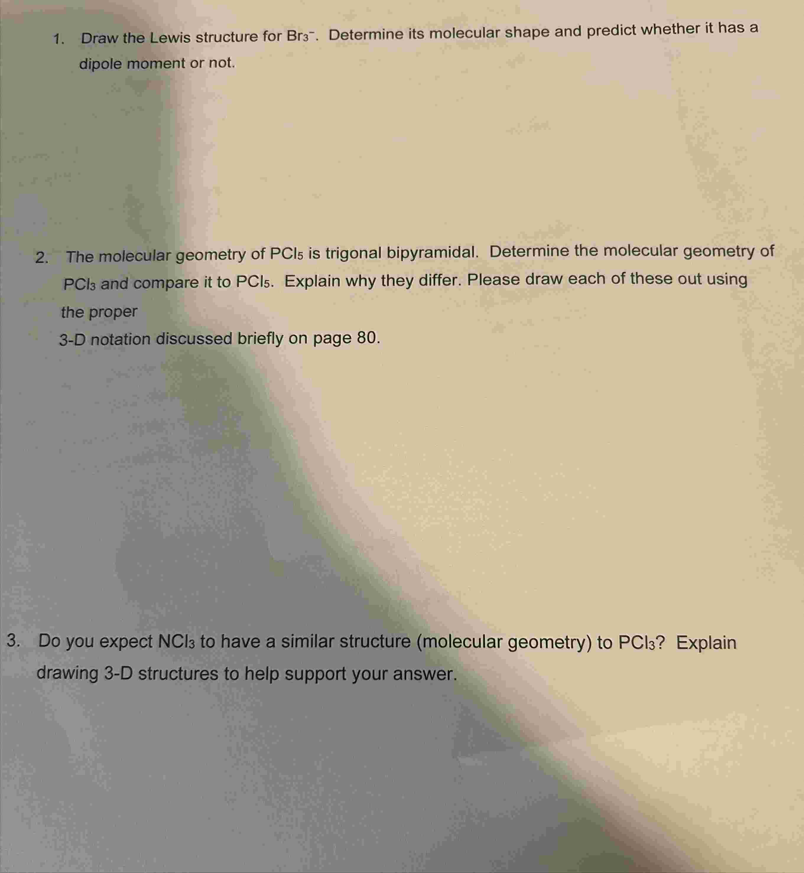Solved Draw the Lewis structure for Br3-. ﻿Determine its | Chegg.com