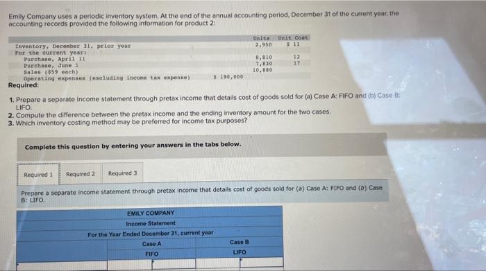 Solved Emily Company uses a periodic inventory system. At | Chegg.com