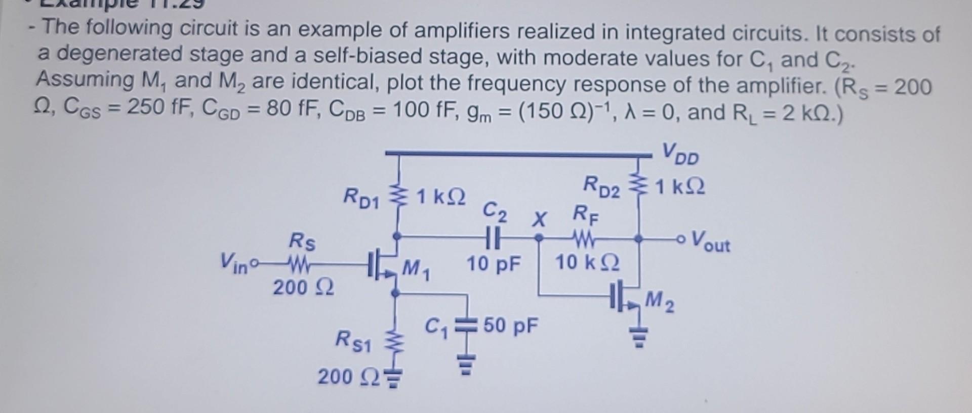 Solved The following circuit is an example of amplifiers
