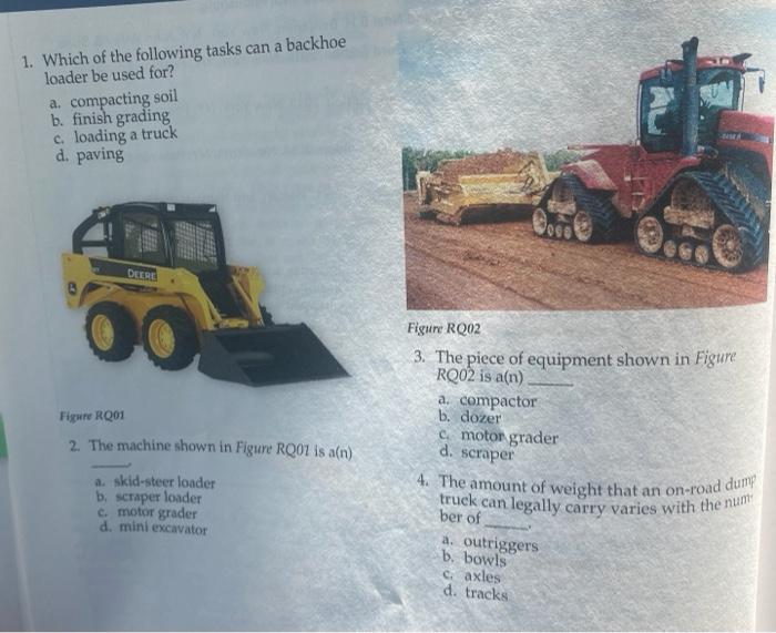 Solved 1. Which Of The Following Tasks Can A Backhoe Loader | Chegg.com