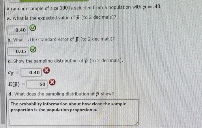 Solved A random sample of size 100 is selected from a | Chegg.com