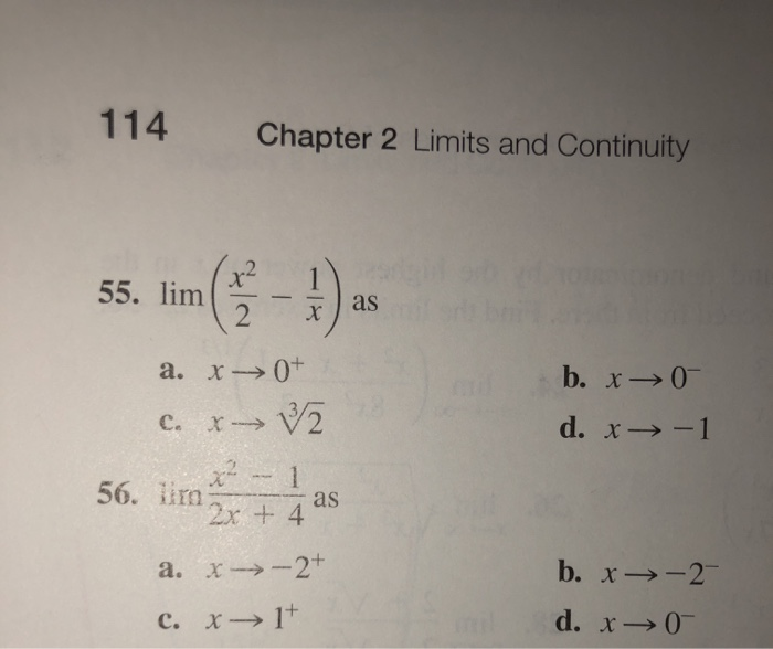 Solved 114 Chapter 2 Limits and Continuity 55. lim as 2 a. | Chegg.com