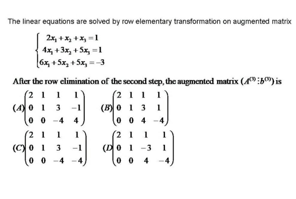 Solved The linear equations are solved by row elementary | Chegg.com