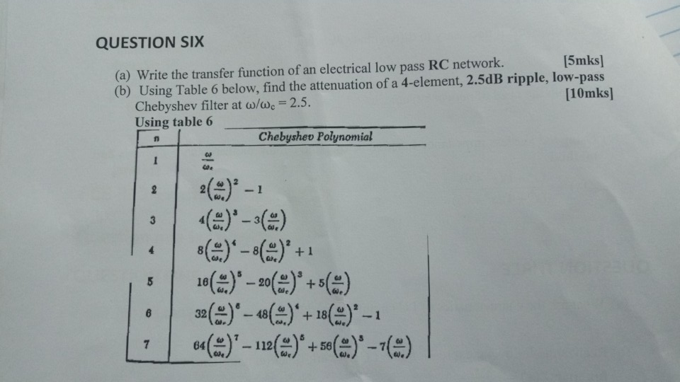 Question Six A Write The Transfer Function Of An Chegg Com