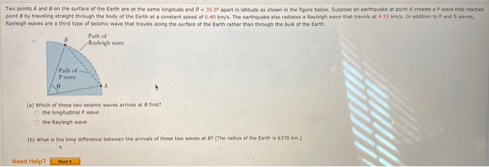 Solved Two points A and on the surface of the Earth are at | Chegg.com