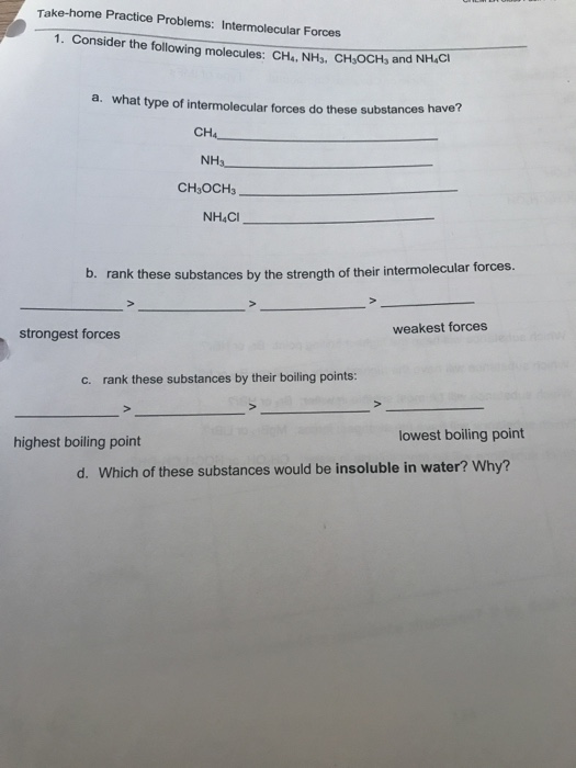 Solved Take-home Practice Problems: Intermolecular Forces 1. | Chegg.com