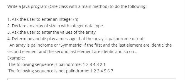 Solved Write a Java program (One class with a main method) | Chegg.com
