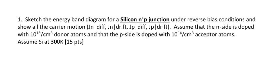 Solved 1. Sketch the energy band diagram for a Silicon n+p | Chegg.com