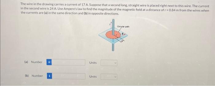 Solved The wire in the drawing carries a current of 17 A. | Chegg.com