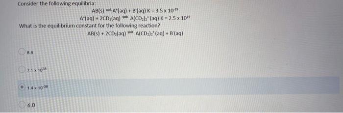 Solved Calculate The Equilibrium Constant For The Following | Chegg.com