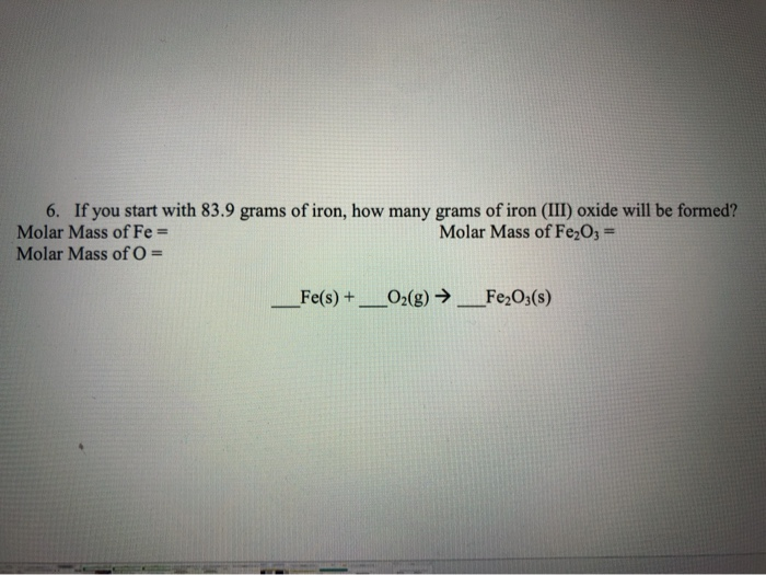 what is the molar mass of iron iii oxide fe2o3