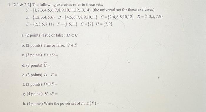 Solved 1. [2.1&2.2] The following exercises refer to these | Chegg.com