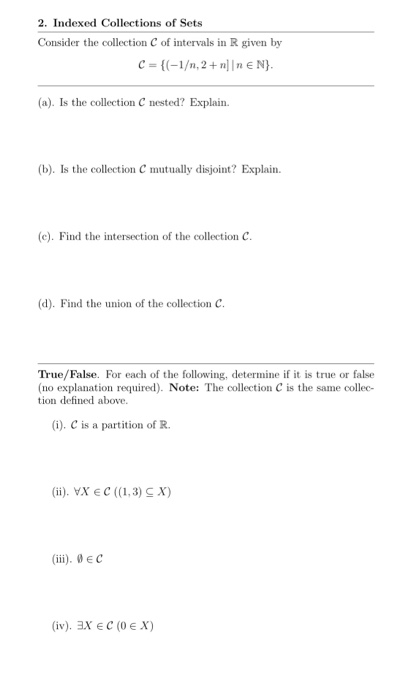 Collection Index Computation Example Problems Solved 2. Indexed Collections of Sets Consider the | Chegg.com