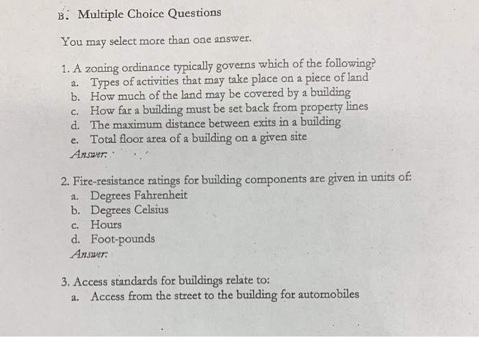 Solved: B. Multiple Choice Questions You May Select More T... | Chegg.com