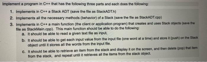 Solved а Implement a program in C++ that has the following | Chegg.com