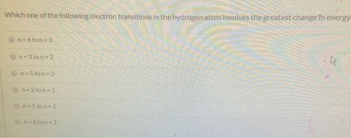 Solved Which one of the following electron transitions in | Chegg.com