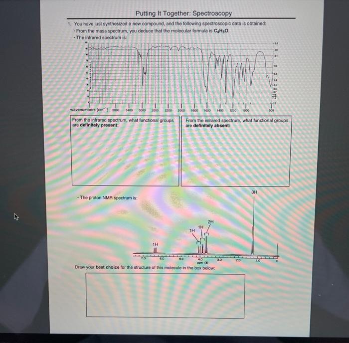 Solved Putting It Together: Spectroscopy 1. You identify a | Chegg.com