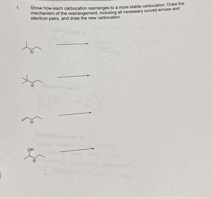 Solved show how each carbocation rearranges to a more stable | Chegg.com