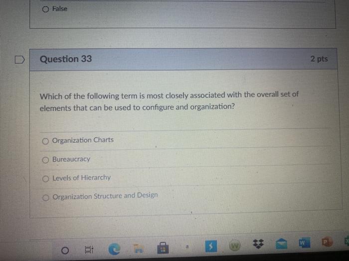 Solved O False Question 33 2 pts Which of the following term | Chegg.com
