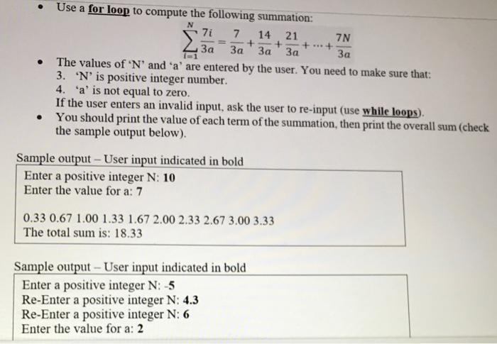 Solved N 1 Use a for loop to compute the following | Chegg.com