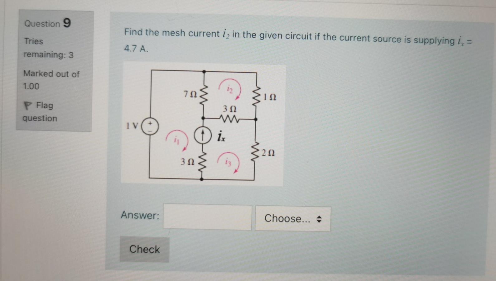Solved Question 9 Find the mesh current i, in the given | Chegg.com