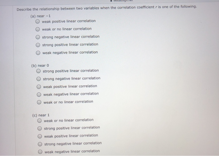Solved Describe the relationship between two variables when | Chegg.com
