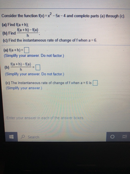 Solved Consider the function f(x)=x? -5x-4 and complete | Chegg.com