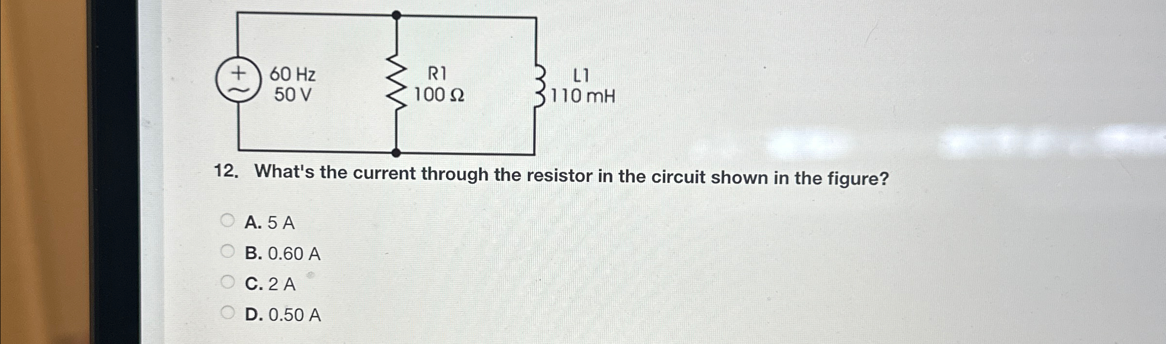 Solved What's the current through the resistor in the | Chegg.com