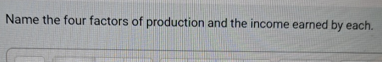 Solved Name the four factors of production and the income | Chegg.com