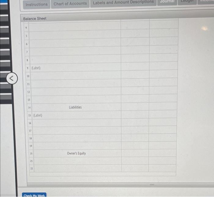 Solved cle, Part 2 Instructions Chart of Accounts Labels and | Chegg.com