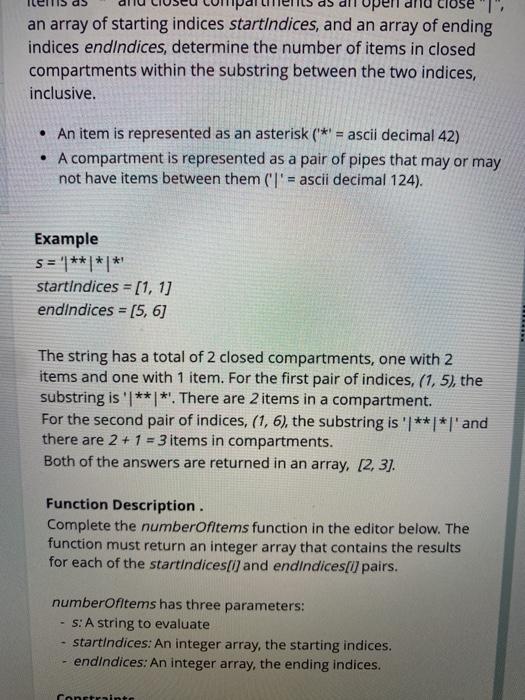 Solved an array of starting indices startIndices, and an | Chegg.com