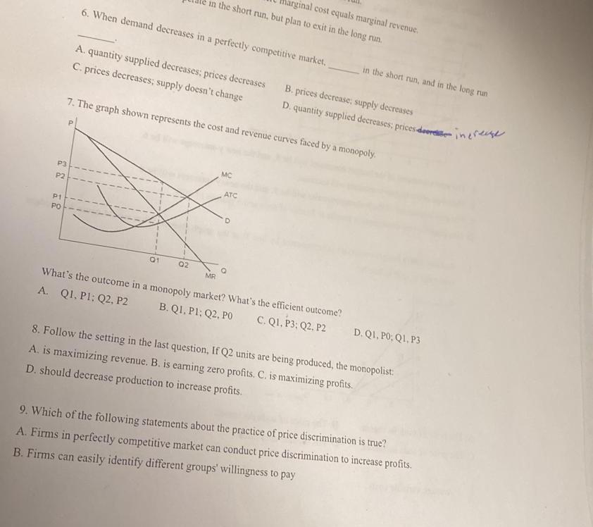 solved if both demand and supply decrease, but the... Solved C. prices decreases; supply toesin't crices decreases | Chegg.com