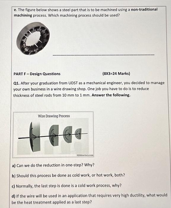 Solved E. The Figure Below Shows A Steel Part That Is To Be | Chegg.com