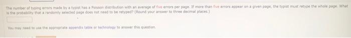 Solved The number of typing errors made by atypit has a | Chegg.com