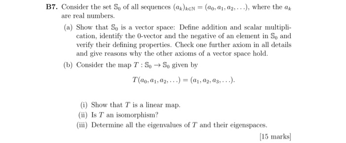 Solved B7. Consider The Set So Of All Sequences (ak)keN = | Chegg.com