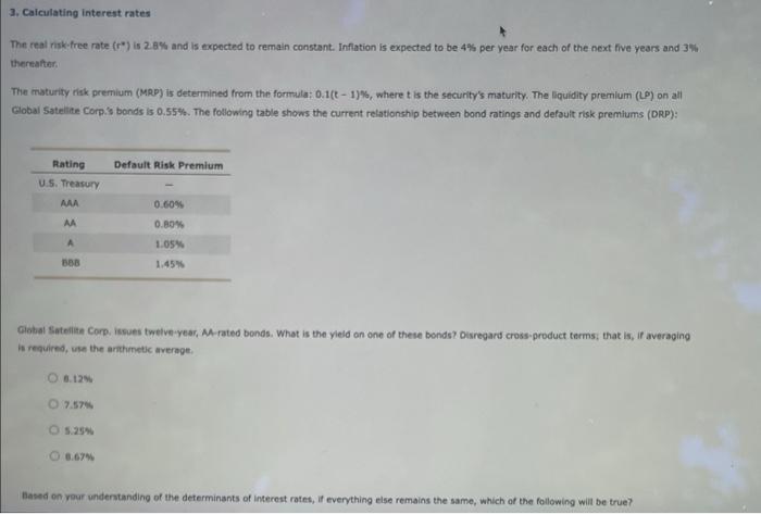Solved 3. Calculating interest rates The real risk-free rate | Chegg.com