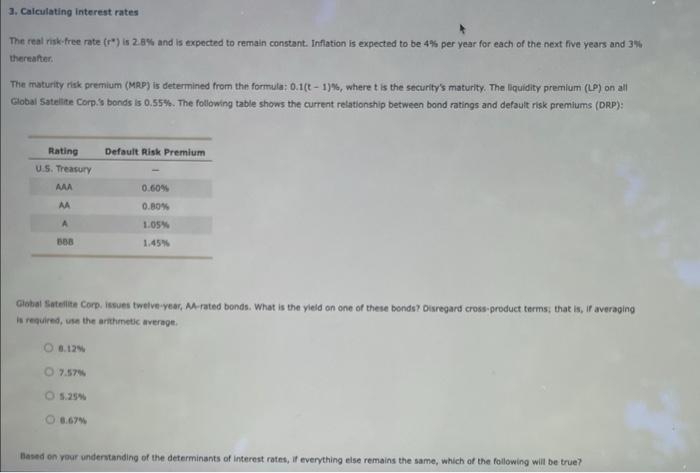 Solved 3. Calculating Interest Rates The Real Risk-free Rate | Chegg.com