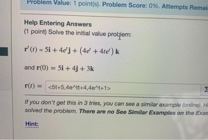 Solved Problem Value: 1 point(s). Problem Score: 0%. | Chegg.com