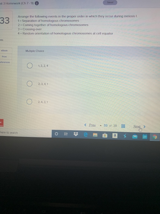 Solved mit 3 Homework (Ch 7-9) Saved 33 Arrange the | Chegg.com