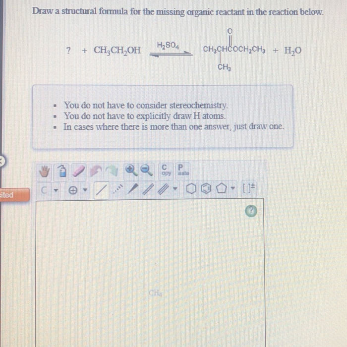 Solved Draw a structural formula for the missing organic | Chegg.com