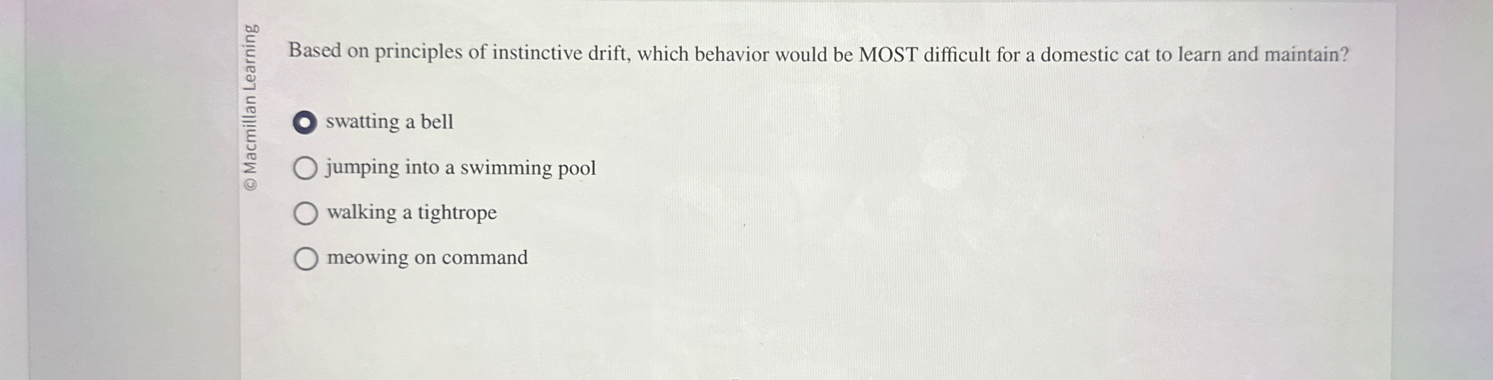 Solved Based on principles of instinctive drift, which | Chegg.com