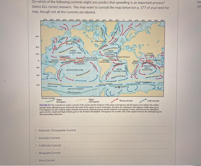 On which of the following currents might you predict that upwelling is an important process? Select ALL correct answers. You