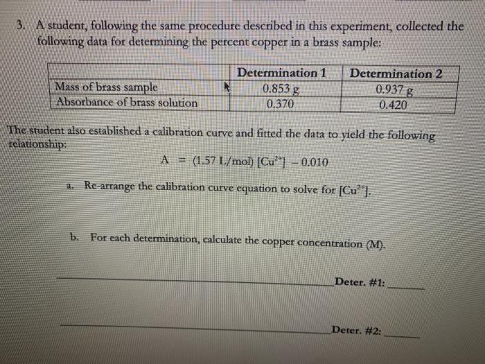 3. A student, following the same procedure described | Chegg.com