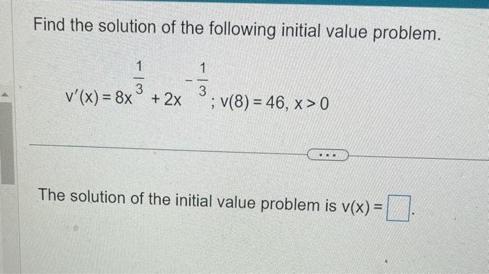 Solved Find the solution of the following initial value | Chegg.com